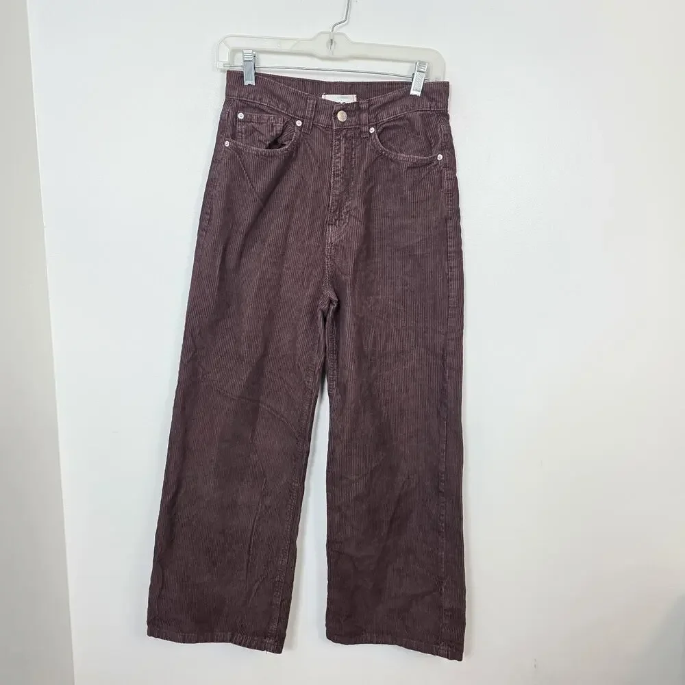 BDG Dark Brown Corduroy‎ Grunge School Trendy High Rise Wide Leg Pants Size 26
